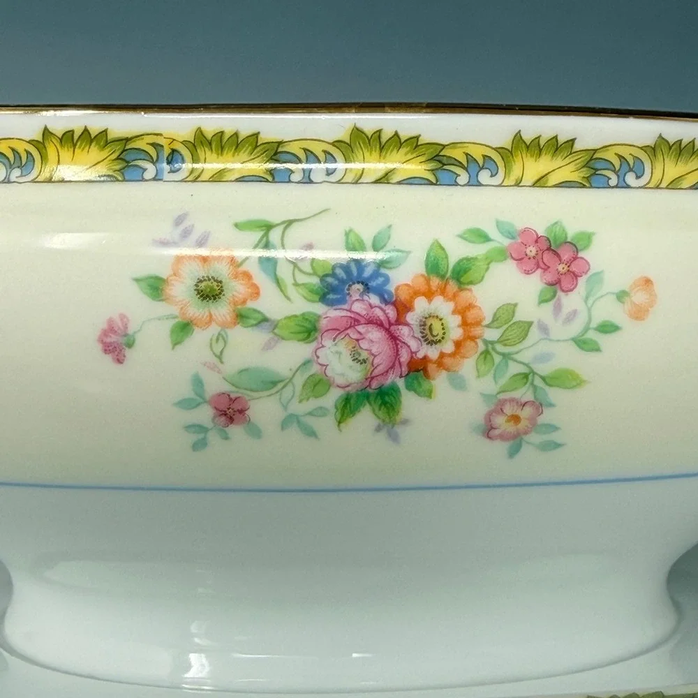 Vintage‎ Noritake Morimura Gravy Boat with Attached Underplate Floral Gold Trim